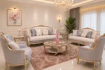 صالون مودرن خشب زان وشوفيز مكون من 2 كنبة و2 فوتيه و2 شوفيز