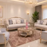 صالون مودرن خشب زان وشوفيز مكون من 2 كنبة و2 فوتيه و2 شوفيز