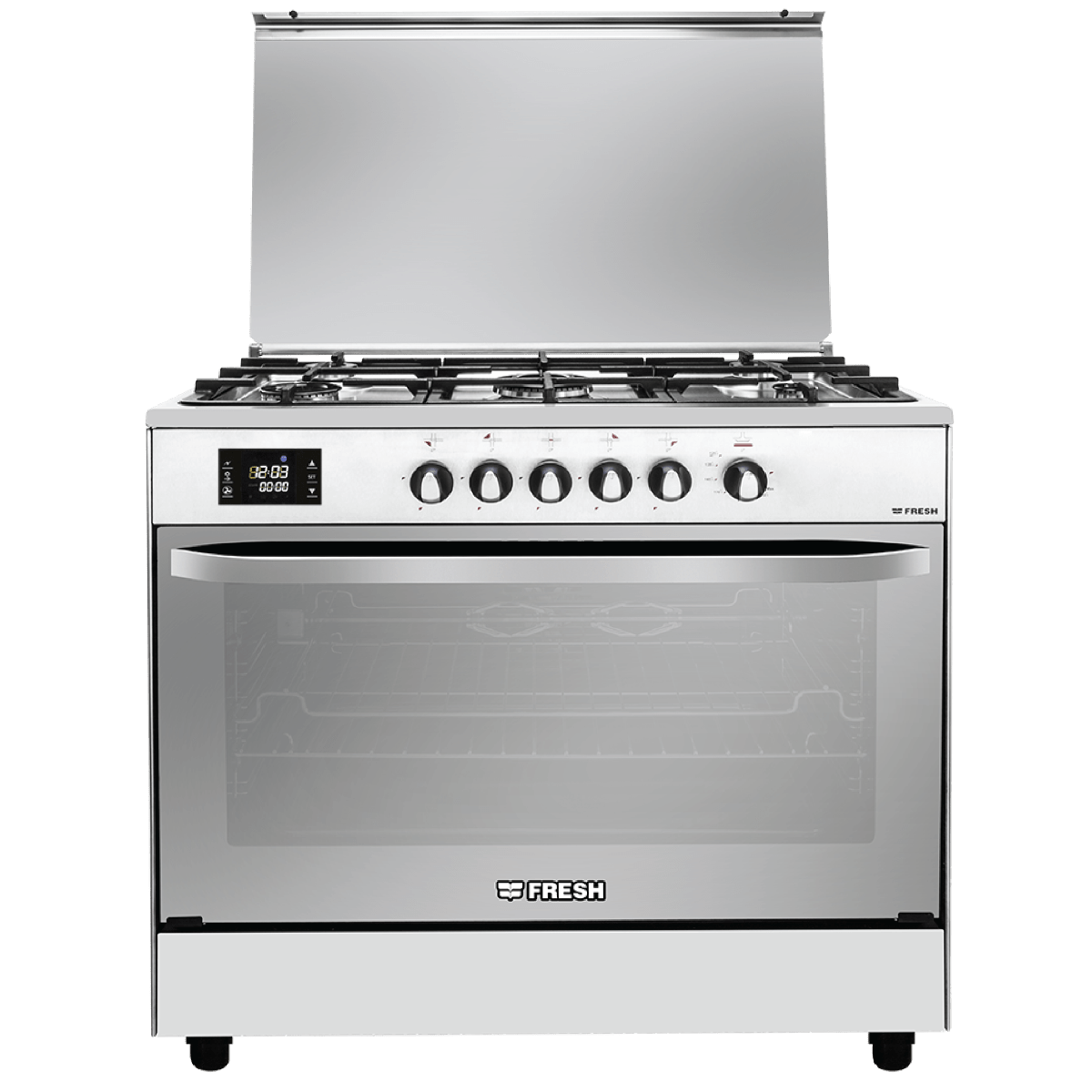 fresh_gas_cooker_hammer_90x60_st_digital_hydraulic بوتاجاز فريش هامر هيدروليك مزود بشاشة باللمس - 90 × 60 / 5 شعلة أستانلس ستيل - الصورة 1