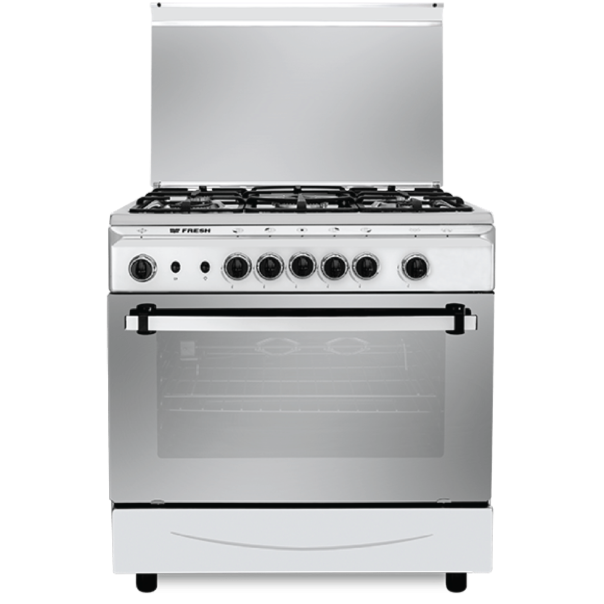 fresh_gas_cooker_italiano_cast_fan_80x55 بوتاجاز فريش إيطاليانو مروحة كاست - 80 × 55 / 5 شعلة أستانلس ستيل - الصورة 1