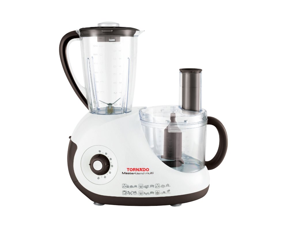 604294315_tornado-food-processor-750-watt-2-liter-bowl-1-5-liter-blender-white-x-brown-fp-9300gl محضرة طعام تورنيدو 750 وات وعاء 2 لتر دورق 1.5 لتر أبيض × بني FP-9300GL - الصورة 1