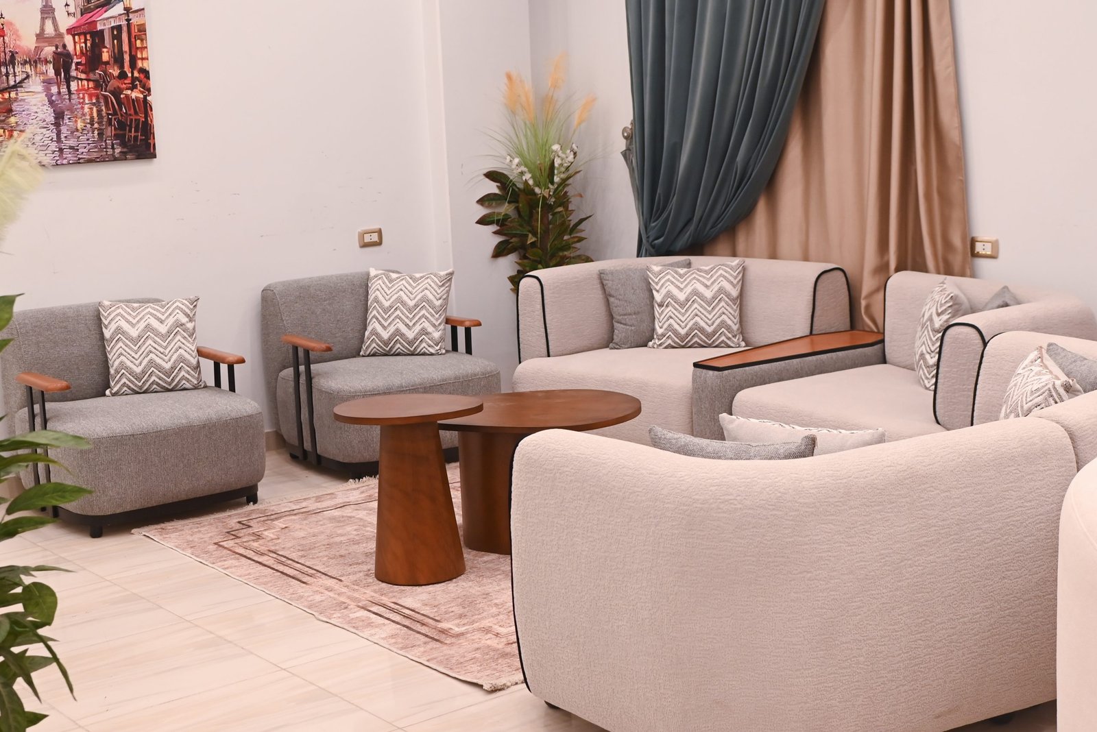 أنترية مودرن خشب زان طبيعي - 4 قطعة