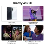 ⁦سامسونج جالكسي A55 ثنائي الشريحة، ذاكرة وصول عشوائي 8 جيجابايت، 128 جيجابايت، 5G ، لون كحلي رائع - ضمان دولي⁩ - الصورة ⁦3⁩